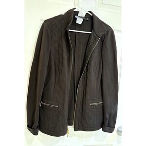 Carlisle Quilted Jacket Full Zip Pockets‎ Brown Career Casual Size 10